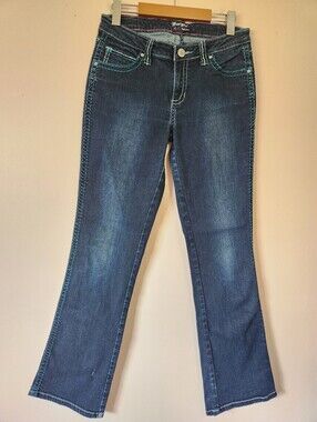 Wrangler Rock 47 Y2K Low Rise Bootcut Western Jeans Heavy Embroidery Size 28